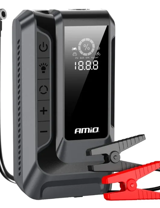 BOOSTER ARRANQUE PORTATIL COM COMPRESSOR 4EM1 12V 12Ah 1600A (AMIO)