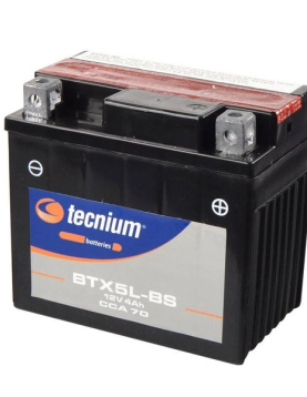 BATERIA DE MOTA = YTX5L-BS 12V 4AH 80CCA C/SIGOU (TECNIUM)