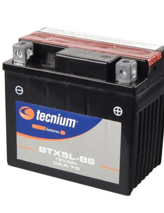 BATERIA DE MOTA = YTX5L-BS 12V 4AH 80CCA C/SIGOU (TECNIUM)
