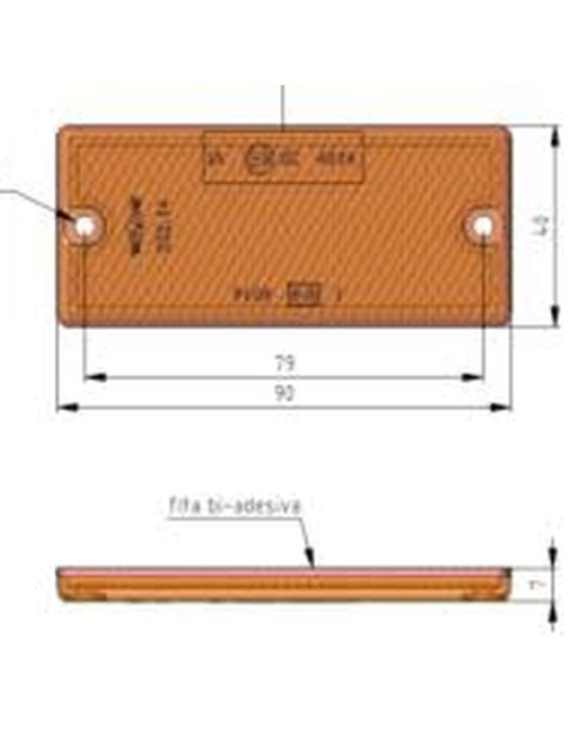 REFLECTOR LARANJA 40X90mm (UNIDADE)