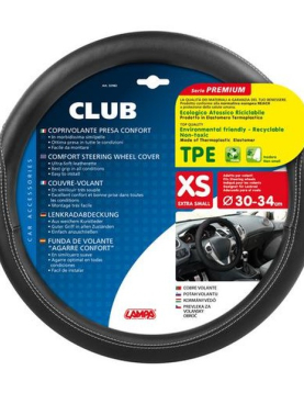 CAPA DE VOLANTE XS "CLUB" EM TPE 30/34CM PRETA