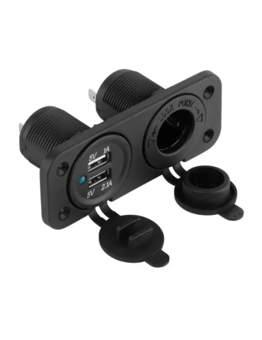 FICHA DUPLA ISQUEIRO E USB P/PAINEL 12-24V