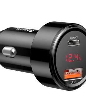 CARREGADOR DE ISQUEIRO USB 5V 45W C/ VOLTIMETRO 12V