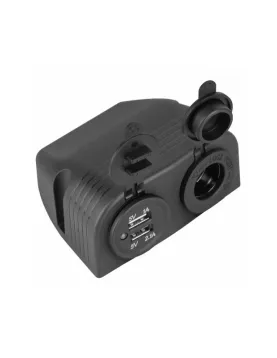 CAIXA C/ TOMADA USB DUPLA + FICHA ISQUEIRO