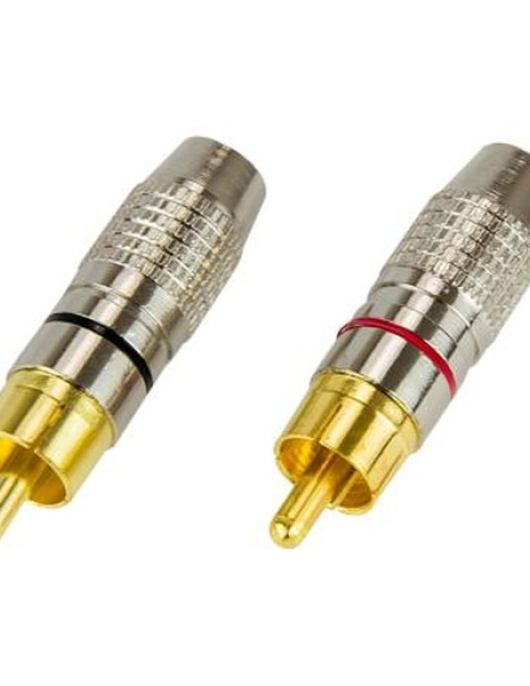 FICHAS RCA MACHO PRETA/VERMELHA (2PCS) (HQ)