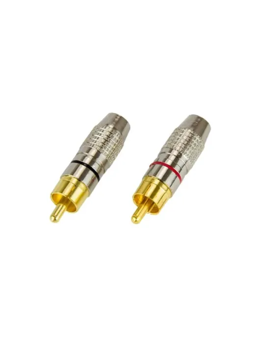 FICHAS RCA MACHO PRETA/VERMELHA (2PCS) (HQ)