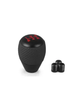 MANETE DE VELOCIDADES DE ALUMINIO PRETO E COURO 5V