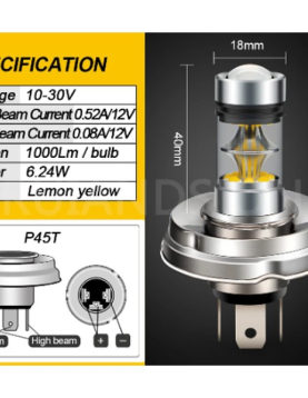 LAMPADA LED AMARELA P45T R2 10-30V (UNIDADE)
