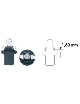 LAMPADA 12V 1.2W CASQUILHO PLASTICO B8.5D UNIDADE (MAGNETI MARELLI)