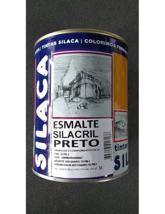 ESMALTE ACRILICO SILACRIL BRILHO DIRETO PRETO 1Ltr (SILACA)