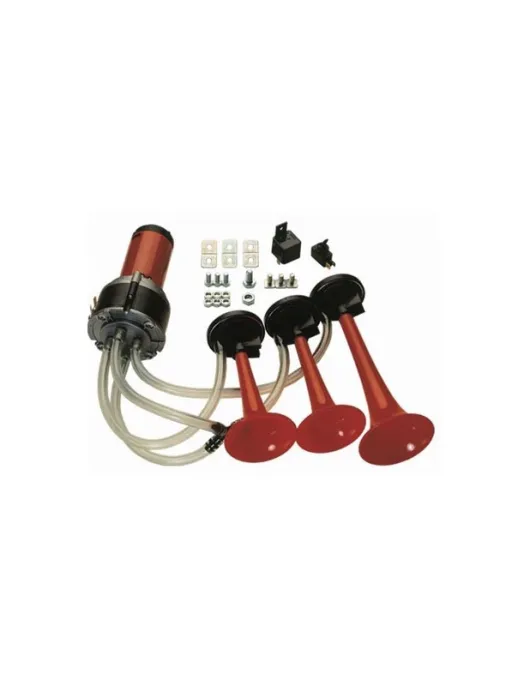 BUZINA AR 3 CORNETAS C/ COMPRESSOR 12V