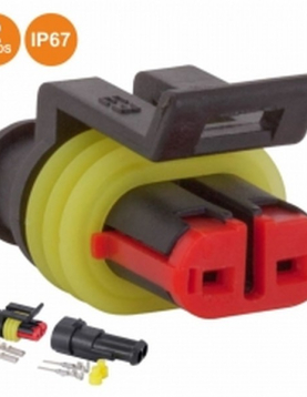 FICHA PLASTICA 2 PINS SUPERSEAL COM TERMINAIS