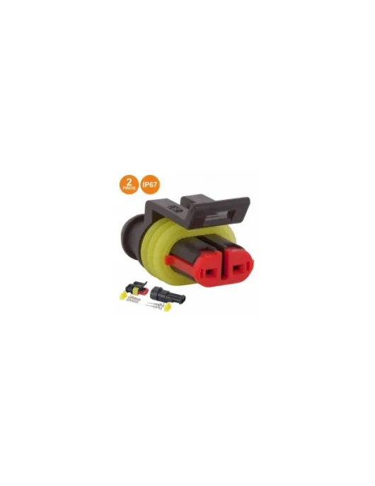 FICHA PLASTICA 2 PINS SUPERSEAL COM TERMINAIS