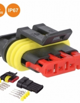 FICHA PLASTICA 4 PINS SUPERSEAL COM TERMINAIS